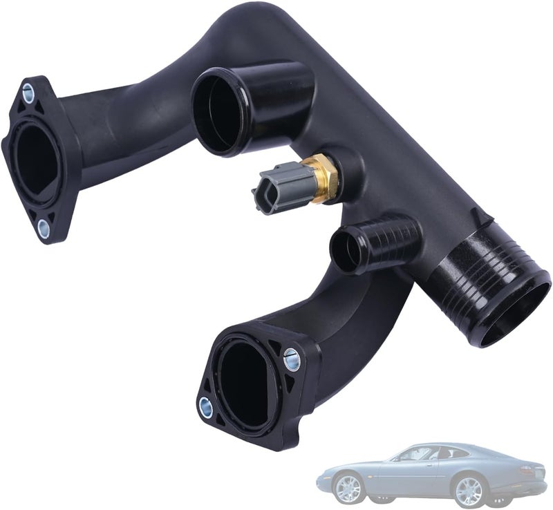 Getfarway Engine Coolant Outlet Pipe With Sensor 96JV8A504BD Compatible with Jaguar XK8 XJ8 XJR Vanden Plas 1997-2002 Replace AJ85885 LNA1600AA Thermostat Cover Outlet Pipe w/Sensor - Image 1